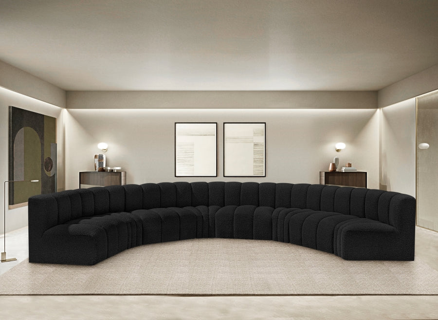 Arc Boucle Fabric 8pc. Sectional Black - 102Black-S8B - Vega Furniture