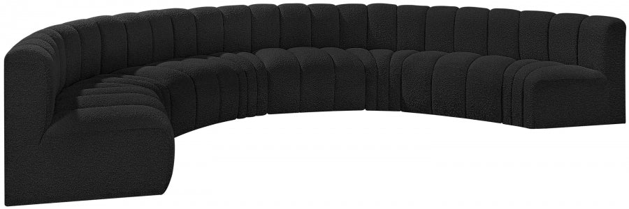 Arc Boucle Fabric 8pc. Sectional Black - 102Black-S8B - Vega Furniture