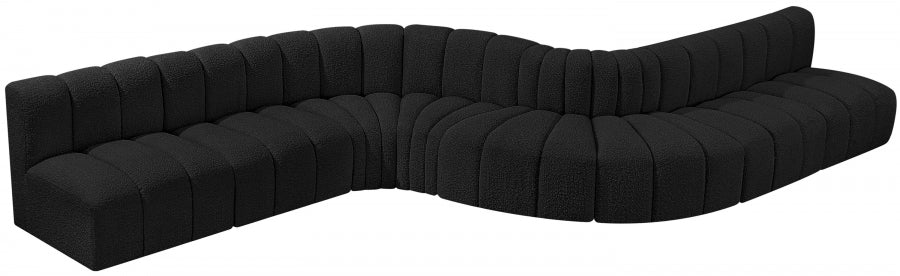 Arc Boucle Fabric 8pc. Sectional Black - 102Black-S8C - Vega Furniture