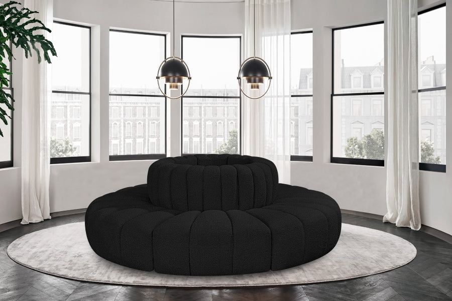 Arc Boucle Fabric 8pc. Sectional Black - 102Black-S8D - Vega Furniture