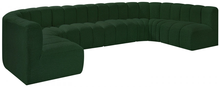 Arc Boucle Fabric 8pc. Sectional Green - 102Green-S8A - Vega Furniture