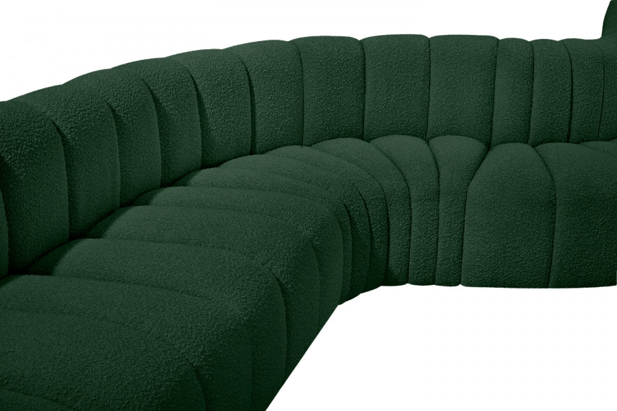 Arc Boucle Fabric 8pc. Sectional Green - 102Green-S8B - Vega Furniture