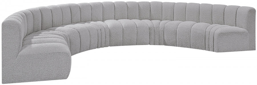 Arc Boucle Fabric 8pc. Sectional Grey - 102Grey-S8B - Vega Furniture