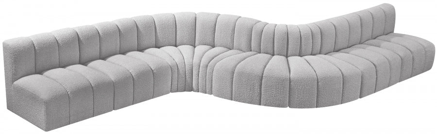 Arc Boucle Fabric 8pc. Sectional Grey - 102Grey-S8C - Vega Furniture