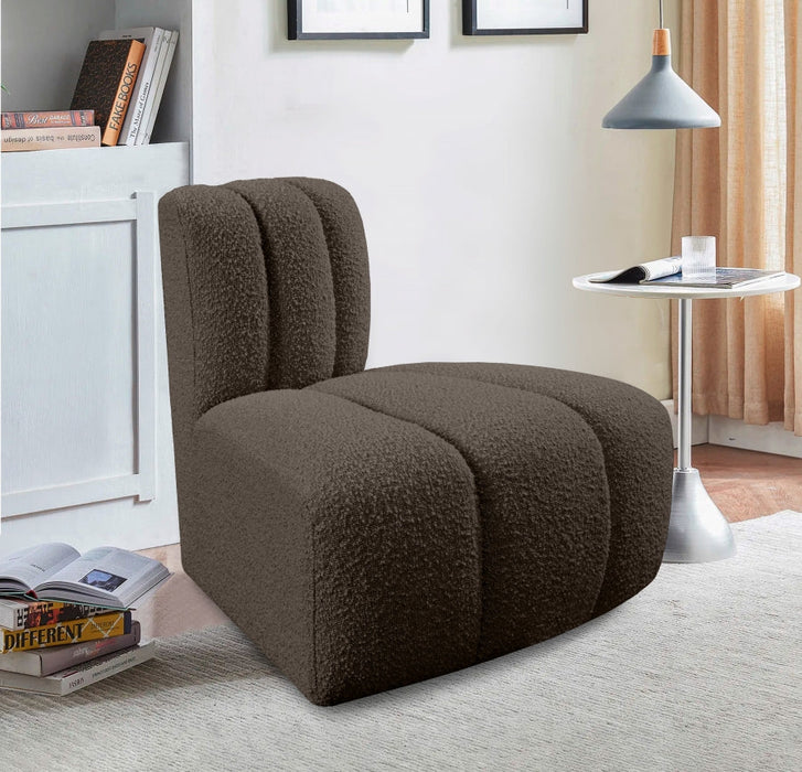 Arc Boucle Fabric Modular Chair Brown - 102Brown-RC - Vega Furniture