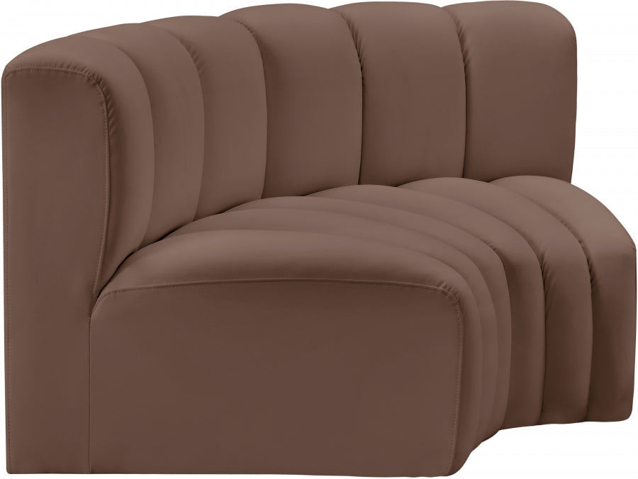 Arc Faux Leather 2pc. Sectional Brown - 101Brown-S2B - Vega Furniture