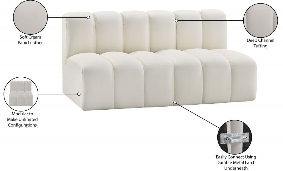 Arc Faux Leather 2pc. Sectional Cream - 101Cream-S2A - Vega Furniture