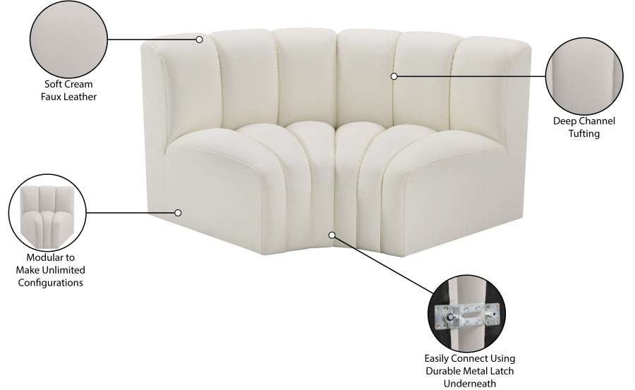 Arc Faux Leather 2pc. Sectional Cream - 101Cream-S2B - Vega Furniture