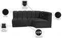 Arc Faux Leather 3pc. Sectional Black - 101Black-S3A - Vega Furniture