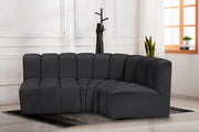 Arc Faux Leather 3pc. Sectional Black - 101Black-S3A - Vega Furniture