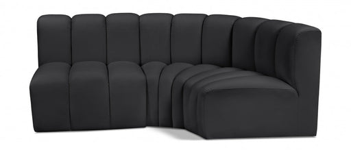 Arc Faux Leather 3pc. Sectional Black - 101Black-S3A - Vega Furniture