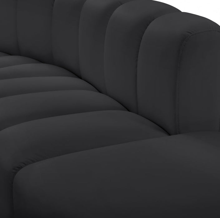 Arc Faux Leather 3pc. Sectional Black - 101Black-S3A - Vega Furniture