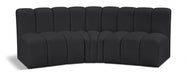 Arc Faux Leather 3pc. Sectional Black - 101Black-S3B - Vega Furniture