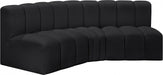 Arc Faux Leather 3pc. Sectional Black - 101Black-S3B - Vega Furniture