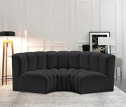 Arc Faux Leather 3pc. Sectional Black - 101Black-S3C - Vega Furniture