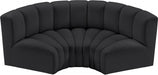 Arc Faux Leather 3pc. Sectional Black - 101Black-S3C - Vega Furniture