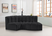 Arc Faux Leather 3pc. Sectional Black - 101Black-S3D - Vega Furniture