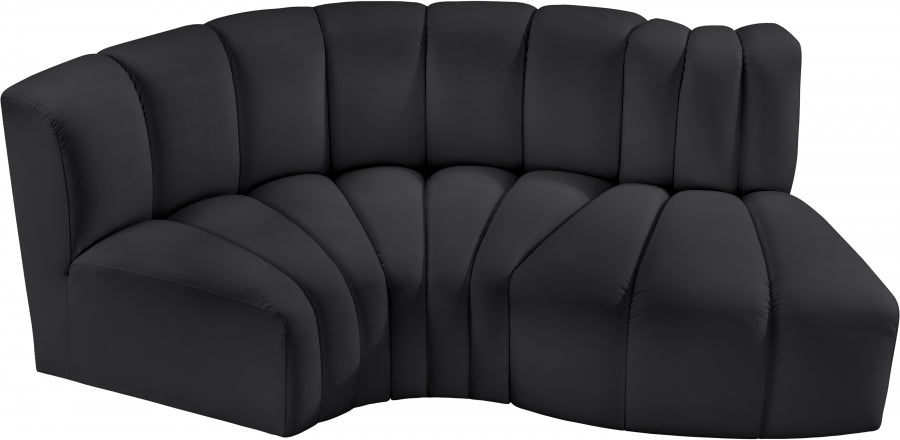 Arc Faux Leather 3pc. Sectional Black - 101Black-S3D - Vega Furniture