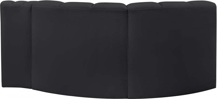 Arc Faux Leather 3pc. Sectional Black - 101Black-S3D - Vega Furniture