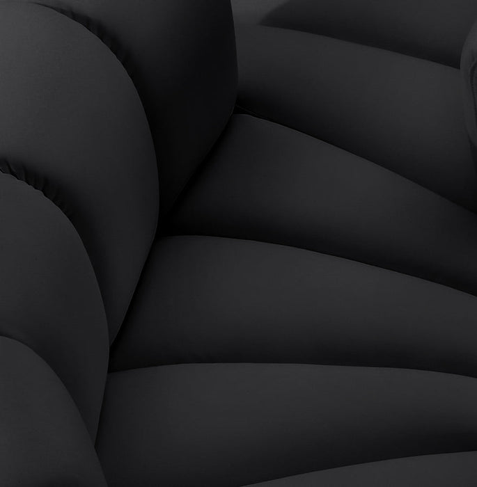 Arc Faux Leather 3pc. Sectional Black - 101Black-S3D - Vega Furniture