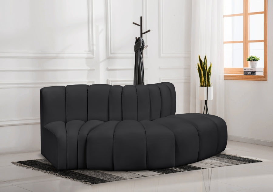 Arc Faux Leather 3pc. Sectional Black - 101Black-S3E - Vega Furniture