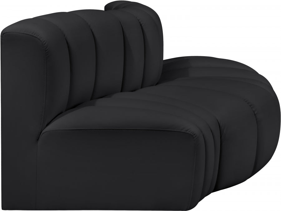 Arc Faux Leather 3pc. Sectional Black - 101Black-S3E - Vega Furniture