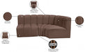 Arc Faux Leather 3pc. Sectional Brown - 101Brown-S3A - Vega Furniture