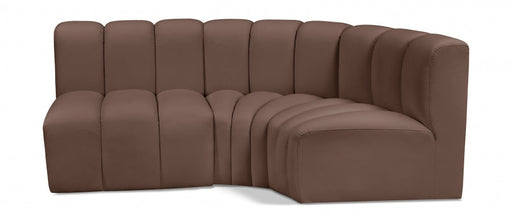 Arc Faux Leather 3pc. Sectional Brown - 101Brown-S3A - Vega Furniture