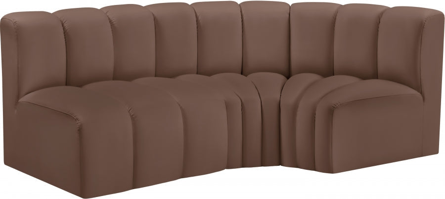 Arc Faux Leather 3pc. Sectional Brown - 101Brown-S3A - Vega Furniture
