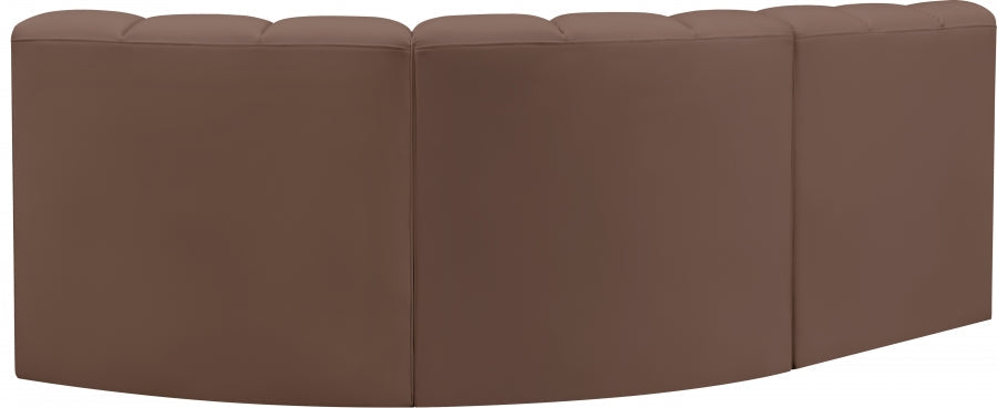 Arc Faux Leather 3pc. Sectional Brown - 101Brown-S3A - Vega Furniture