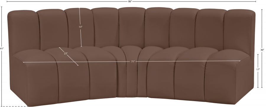 Arc Faux Leather 3pc. Sectional Brown - 101Brown-S3B - Vega Furniture