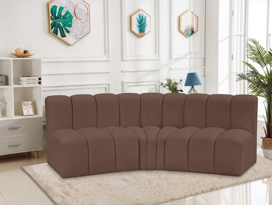 Arc Faux Leather 3pc. Sectional Brown - 101Brown-S3B - Vega Furniture