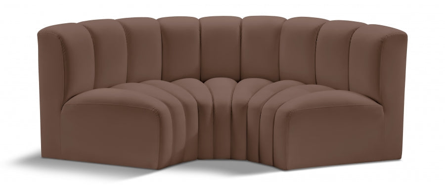 Arc Faux Leather 3pc. Sectional Brown - 101Brown-S3C - Vega Furniture