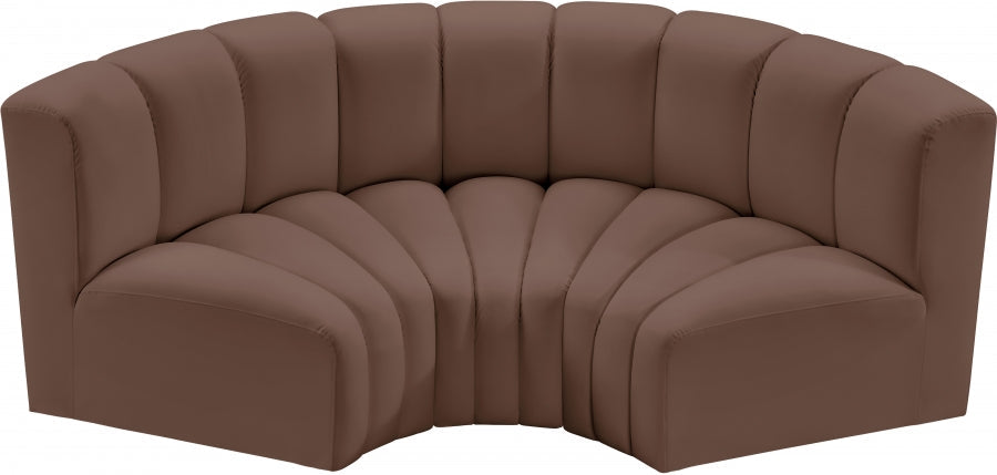 Arc Faux Leather 3pc. Sectional Brown - 101Brown-S3C - Vega Furniture