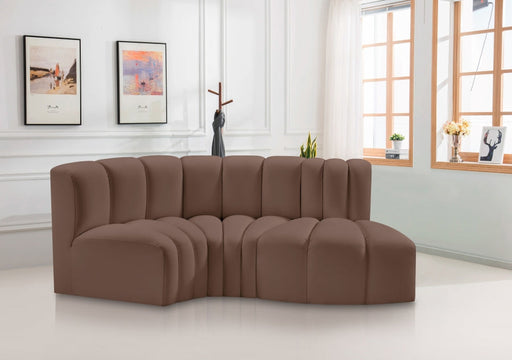 Arc Faux Leather 3pc. Sectional Brown - 101Brown-S3D - Vega Furniture