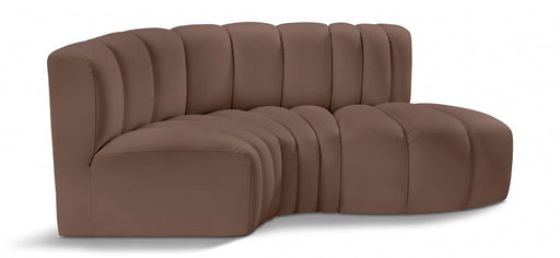 Arc Faux Leather 3pc. Sectional Brown - 101Brown-S3D - Vega Furniture