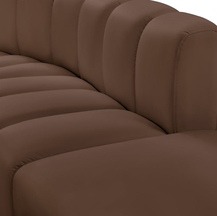 Arc Faux Leather 3pc. Sectional Brown - 101Brown-S3D - Vega Furniture