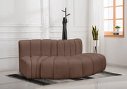 Arc Faux Leather 3pc. Sectional Brown - 101Brown-S3E - Vega Furniture