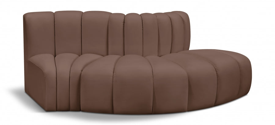 Arc Faux Leather 3pc. Sectional Brown - 101Brown-S3E - Vega Furniture