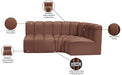 Arc Faux Leather 3pc. Sectional Cognac - 101Cognac-S3A - Vega Furniture