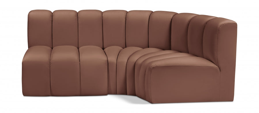 Arc Faux Leather 3pc. Sectional Cognac - 101Cognac-S3A - Vega Furniture