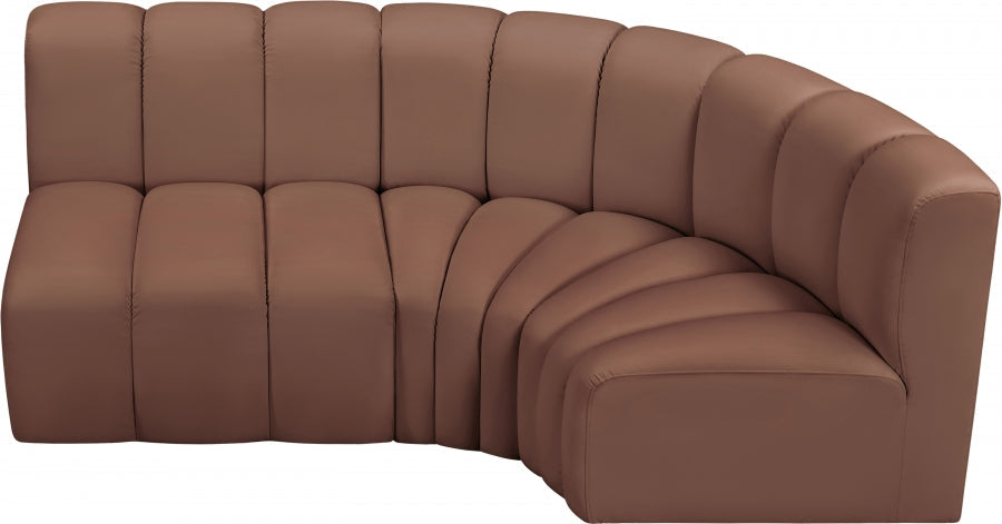 Arc Faux Leather 3pc. Sectional Cognac - 101Cognac-S3A - Vega Furniture