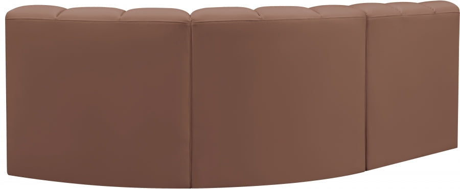 Arc Faux Leather 3pc. Sectional Cognac - 101Cognac-S3A - Vega Furniture