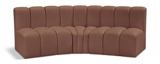 Arc Faux Leather 3pc. Sectional Cognac - 101Cognac-S3B - Vega Furniture