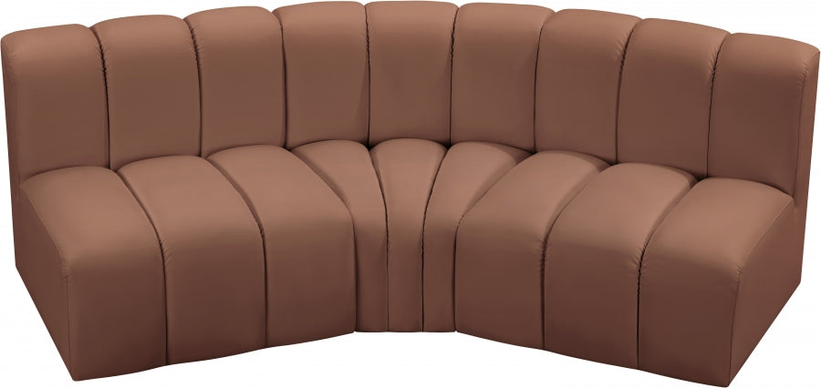 Arc Faux Leather 3pc. Sectional Cognac - 101Cognac-S3B - Vega Furniture