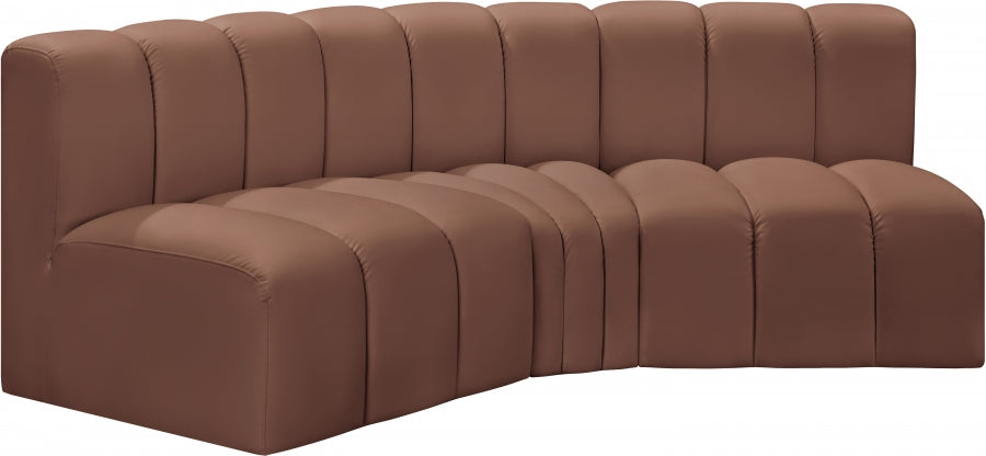 Arc Faux Leather 3pc. Sectional Cognac - 101Cognac-S3B - Vega Furniture