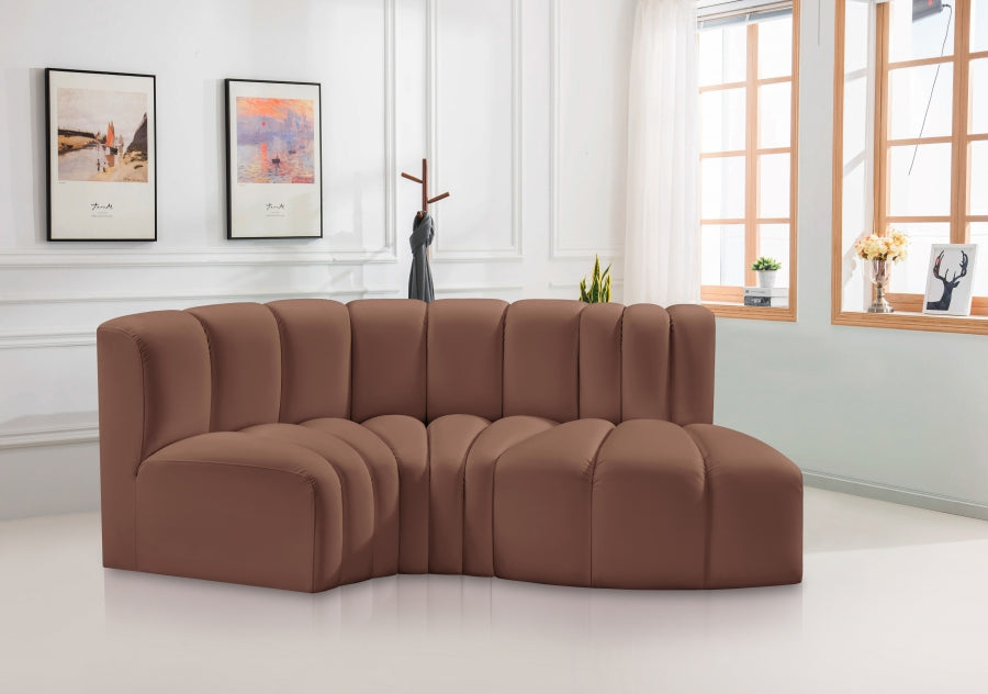 Arc Faux Leather 3pc. Sectional Cognac - 101Cognac-S3D - Vega Furniture