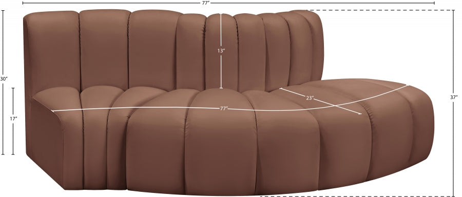 Arc Faux Leather 3pc. Sectional Cognac - 101Cognac-S3E - Vega Furniture