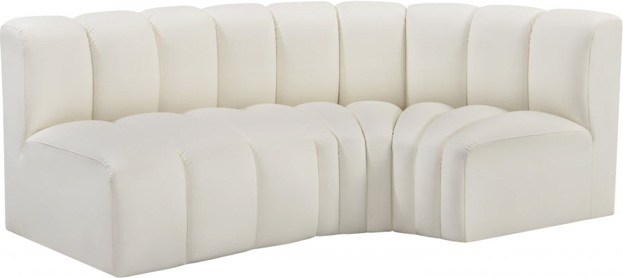 Arc Faux Leather 3pc. Sectional Cream - 101Cream-S3A - Vega Furniture
