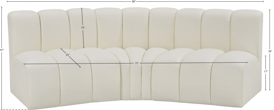 Arc Faux Leather 3pc. Sectional Cream - 101Cream-S3B - Vega Furniture